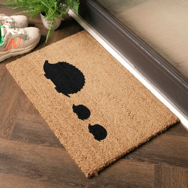 Изтривалка от кокосови влакна 40x60 cm Hedgehog Family – Artsy Doormats-image-1