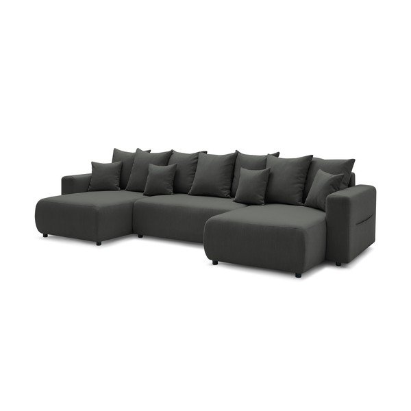 Тъмносив U-образен разтегателен диван Envy - Bobochic Paris-image-3