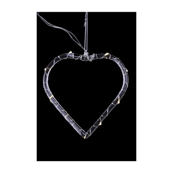 Стъклена коледна украса във формата на сърце с LED светлина Ego decor, височина 15,5 cm - Ego Dekor