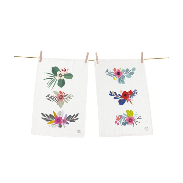 Комплект от 2 памучни кърпи за чай , 70 x 50 cm Little Bouquet - Butter Kings