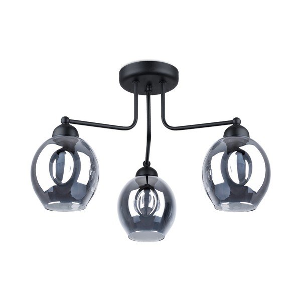 Черно осветително тяло за таван със стъклен абажур 54x54 cm Garten – Sollux