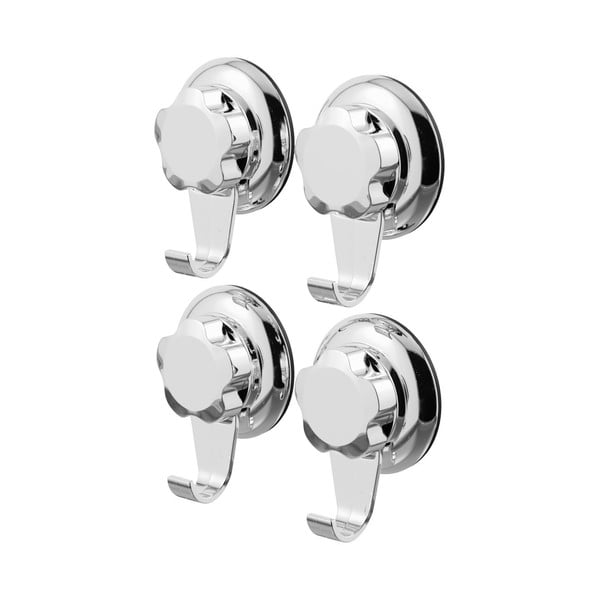 Самозадържащи се метални куки в комплект от 4 броя в сребристо Bestlock Bath - Compactor