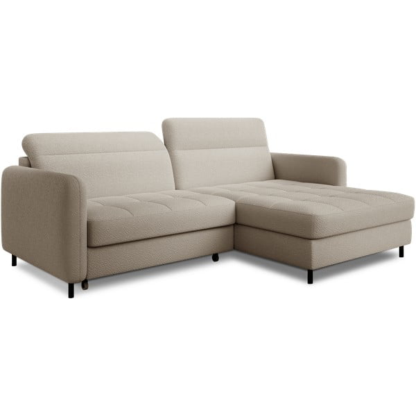 Бежов разтегателен ъглов диван с място за съхранение от букле (десен ъгъл) Gomsi – ELTAP-image-2