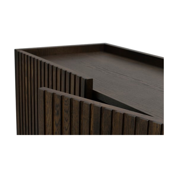 Тъмнокафяв нисък скрин от дъб 160x75 cm Halifax - Rowico-image-1