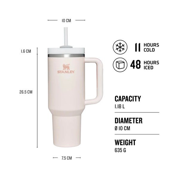 Светлозелен  термос със сламка от неръждаема стомана 1,18 l Quencher H2.0 FlowState Tumbler Pistachio – Stanley-image-3