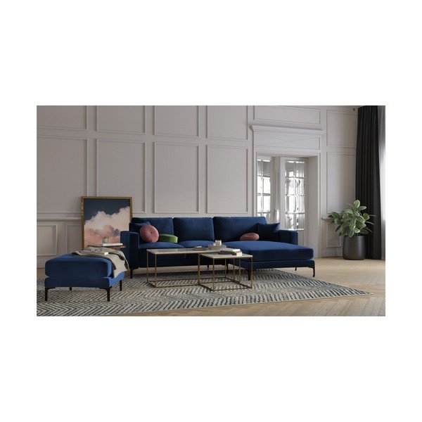 Морско синьо кадифено османско Harmony - Kooko Home-image-3