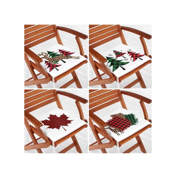 Възглавници за сядане в комплект от 4 бр. с коледни мотиви 40x40 cm Tartan – Mila Home-image-1