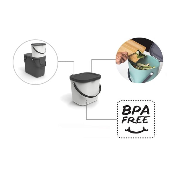 Тъмносив контейнер за компостируеми отпадъци 6 l Albula – Rotho-image-4