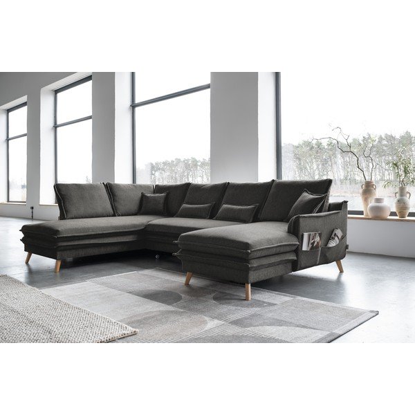 Тъмносив разтегателен ъглов диван (ляв ъгъл/"U" форма) Charming Charlie – Miuform-image-3