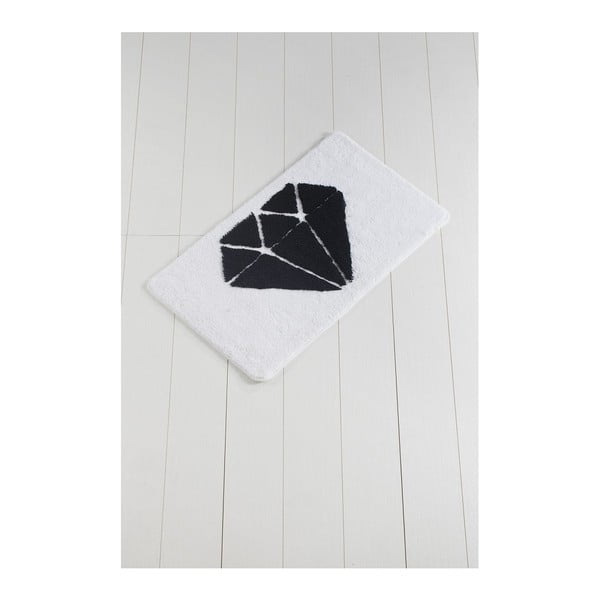 Черно-бяла постелка за баня Crasso Heart, 100 x 60 cm - Foutastic