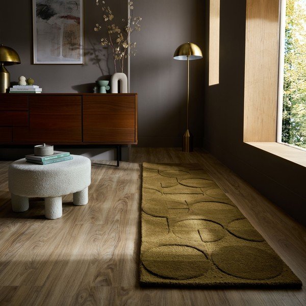 Тъмнозелена ръчно изработена вълнена пътека 60x230 cm Gigi – Flair Rugs-image-1