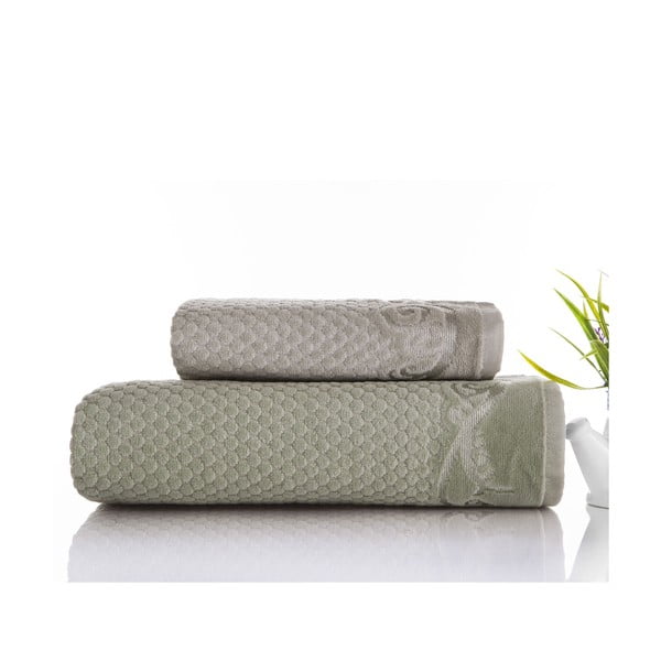 Sada 2 ručníků Acustic Water Green, 50x90 cm a 70x140 cm