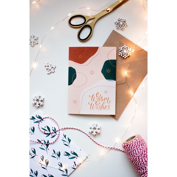 Поздравителна картичка от рециклирана хартия с плик, формат А6 Warm Wishes - Printintin-image-1