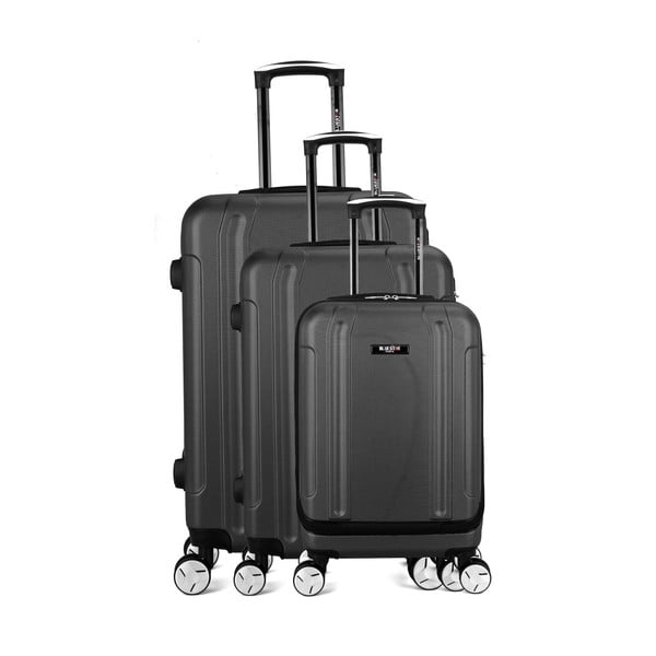 Комплект от 3 черни куфара за пътуване на колелца Baltimore - Bluestar