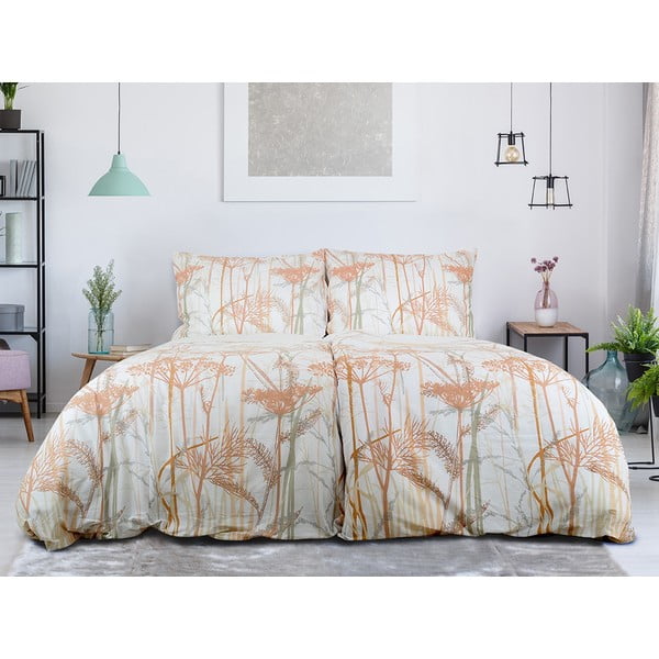 Бяло-теракотено единично  крепирано спално бельо 140x200 cm Caraway – B.E.S.