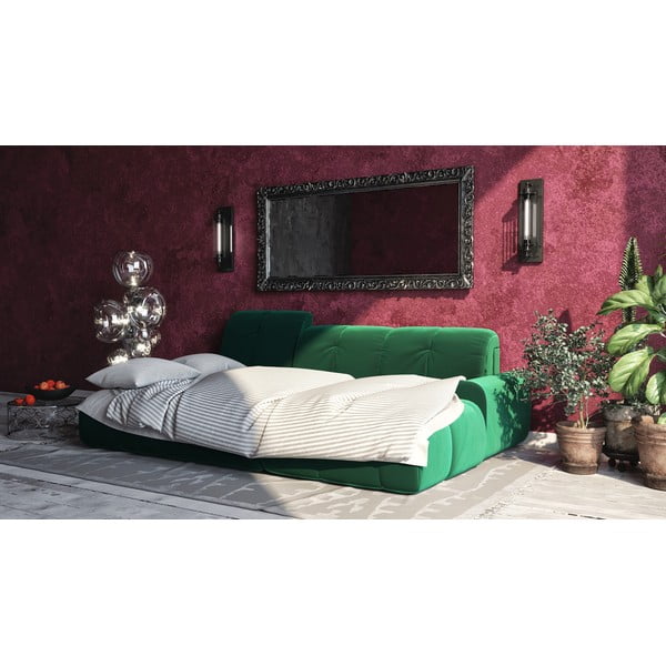 Тъмнозелен кадифен ъглов разтегателен диван Devichy , десен ъгъл Tous - devichy-image-1