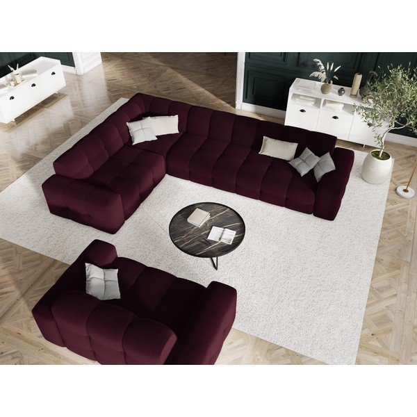 Диван от кадифе в цвят бордо 156 cm Kendal - Micadoni Home-image-1