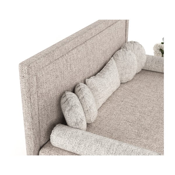 Светлокафяво тапицирано единично легло 90x200 cm Scala – Maison de Rêve-image-1