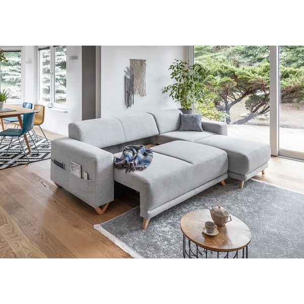 Светлосив разтегателен/с място за съхранение ъглов диван Classy Sophie – Miuform-image-4