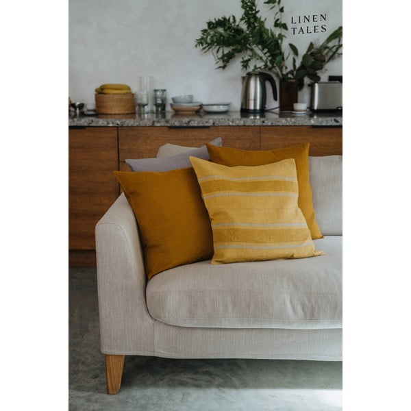 Ленена калъфка за възглавница 40x40 cm Amber Bronze Stripes – Linen Tales-image-1