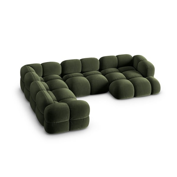 Зелен кадифен ъглов диван (ляв ъгъл/U форма) Loretto – Cosmopolitan Design-image-1