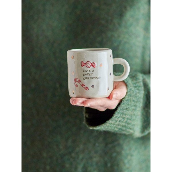 Кремави глинени чаши в комплект 4 бр. с коледни мотиви 260 ml Christy – Bloomingville-image-3