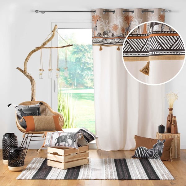 Памучно перде в кафяв и естествен цвят 140x240 cm Kenya Lodge – douceur d'intérieur-image-4