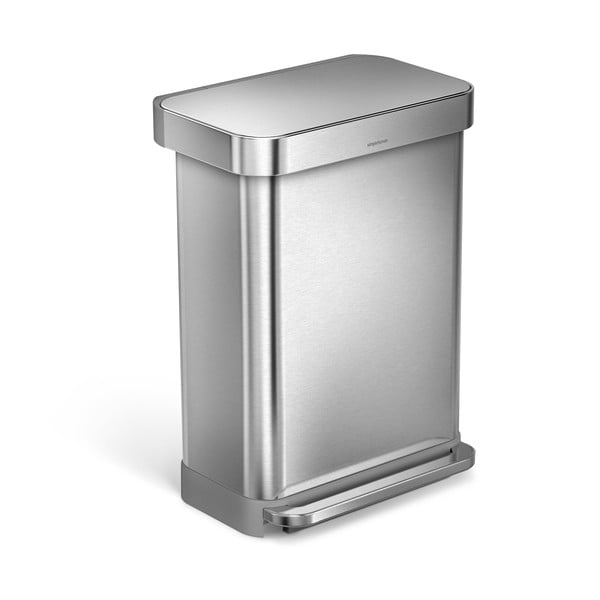 Stříbrný pedálový odpadkový koš simplehuman, 55 l-image-2