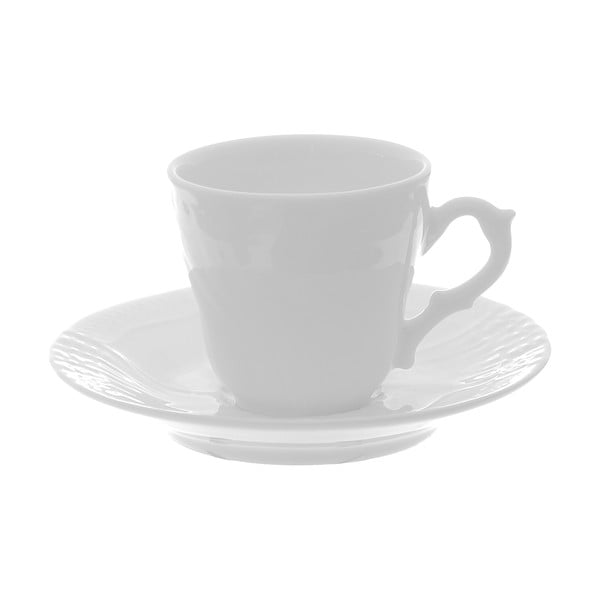 Бяла порцеланова чаша с чинийка - Kasanova