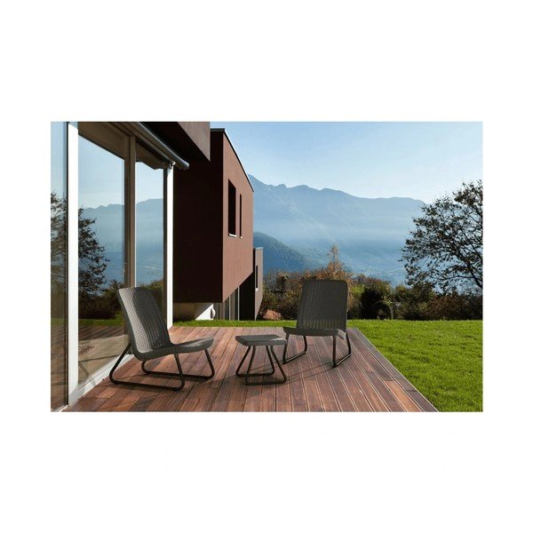 Тъмносив градински комплект за отдих от изкуствен ратан за 2 Rio – Keter-image-1