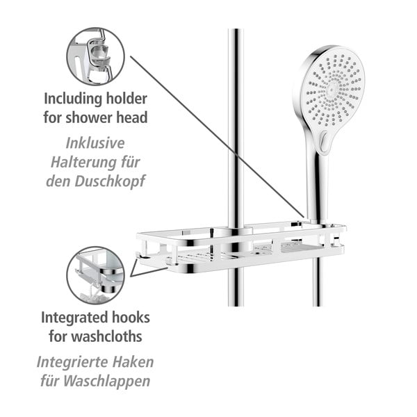 Самоносеща пластмасова етажерка за баня в лъскаво сребристо Libertà - Wenko-image-4