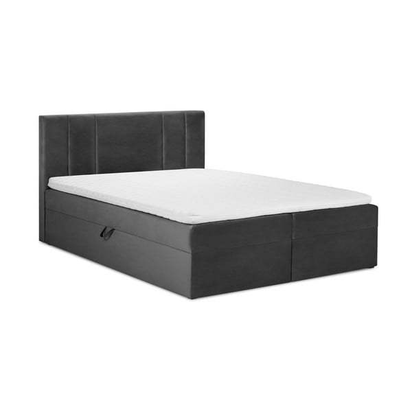 Тъмно сиво кадифено двойно легло , 140 x 200 cm Afra - Mazzini Beds