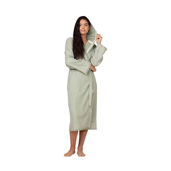 Зелен памучен дамски халат, размер S/M Simba - Foutastic