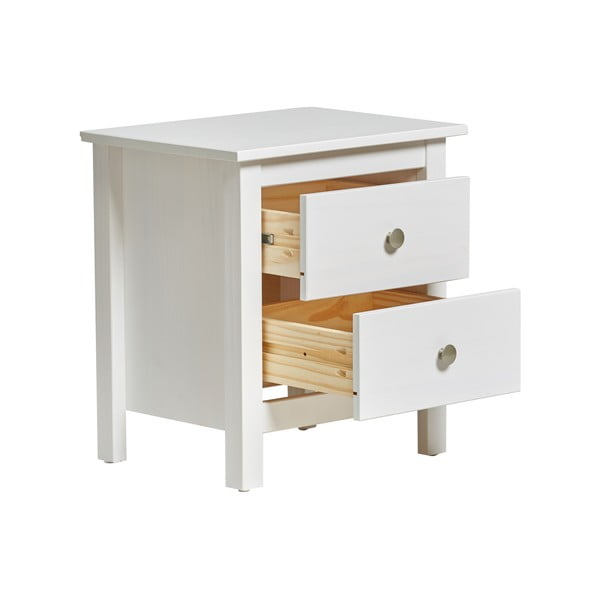 Бяло нощно шкафче от масивна борова дървесина с 2 чекмеджета Berna - Marckeric-image-4