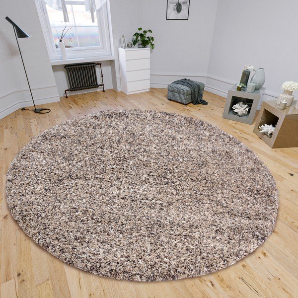 Бежов кръгъл килим ø 120 cm Shag - Hanse Home-image-1