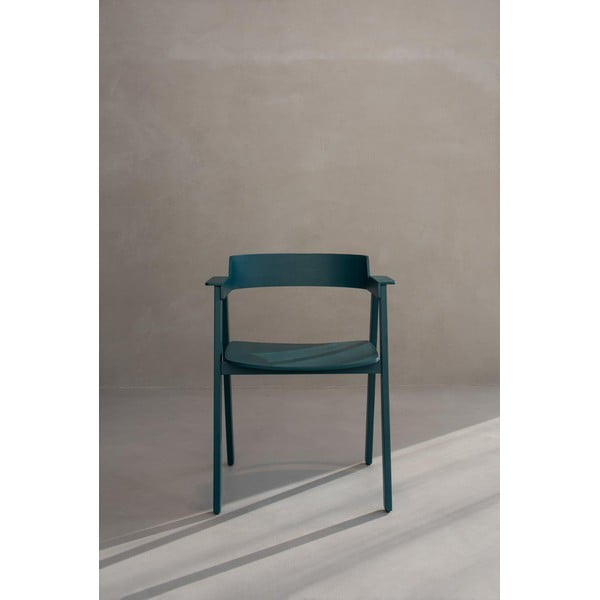 Трапезен стол с подлакътници от масивен дъб в петролен цвят Flip – Gazzda-image-4