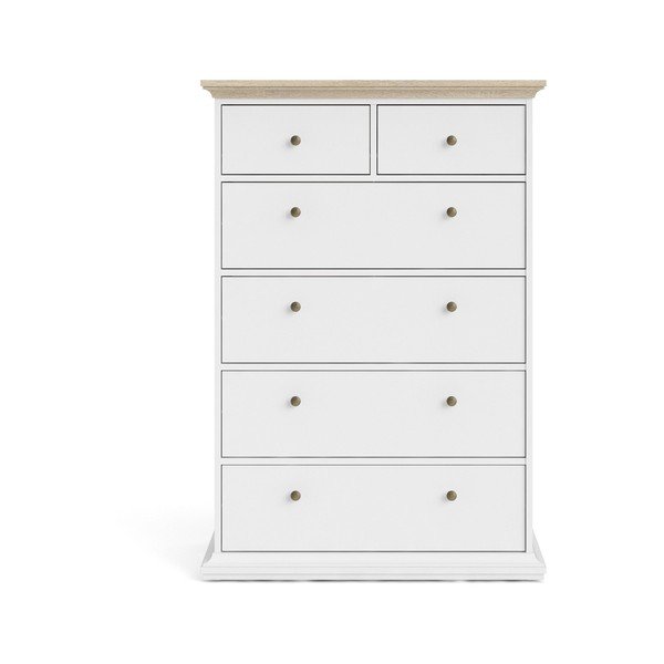 Бял скрин с дъбови детайли , 96 x 140 cm Paris - Tvilum