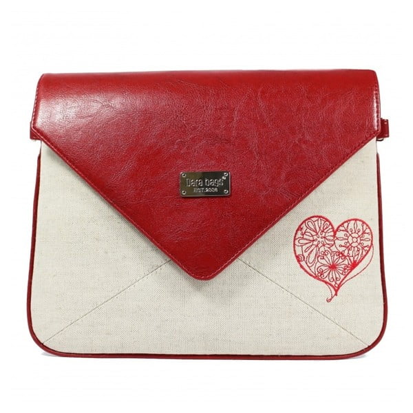 Червена и бежова чанта с плик No.519 - Dara bags