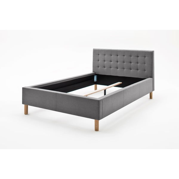 Светлосиво единично легло 120x200 cm тапицирано без ламелно дъно Malin – Meise Möbel-image-4