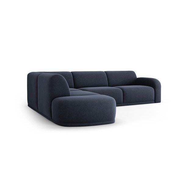 Тъмносин кадифен ъглов диван Erin – Micadoni Home-image-3