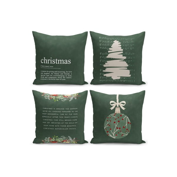 Комплект от 4 коледни декоративни калъфки за възглавници , 43 x 43 cm Christmas Noel - Kate Louise
