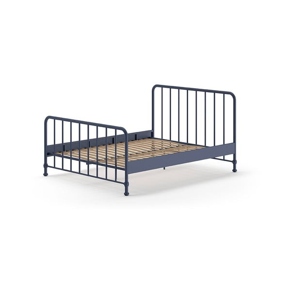 Синьо  метално двойно легло 160x200 cm с включена подматрачна рамка BRONXX – Vipack-image-2