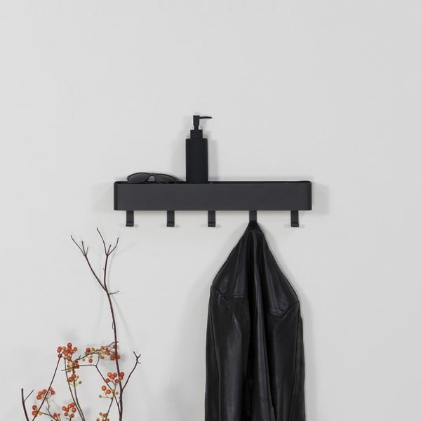 Черна метална стенна закачалка с рафт 52 cm Dax Play – Spinder Design-image-3