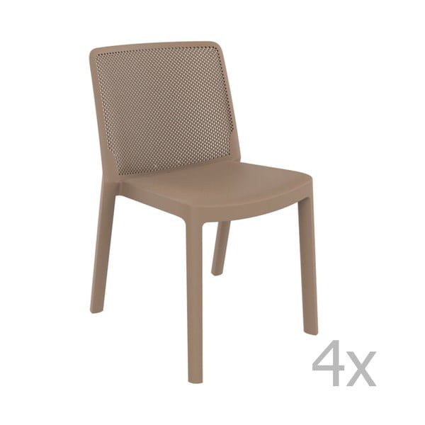 Комплект от 4 пясъчнокафяви градински стола Градина Fresh - Resol