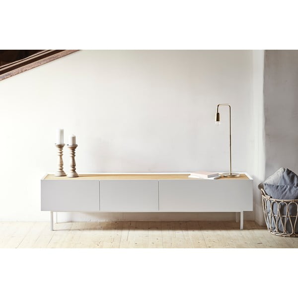 Бяла/естествена маса за телевизор от декор от дъб  180x45 cm Arista – Teulat-image-1