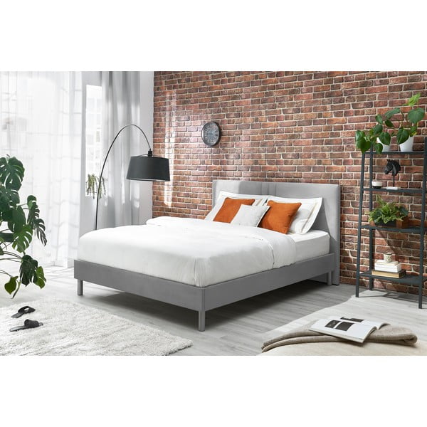 Сиво тапицирано двойно легло с решетка 180x200 cm Kerry - Bobochic Paris-image-1