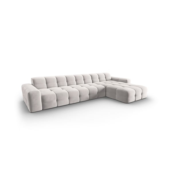 Ъглов диван от светлосиво кадифе (десен ъгъл) Kendal - Micadoni Home-image-3