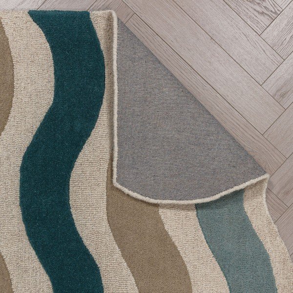 Син ръчно изработен вълнен килим 140x200 cm Cascade Wool – Flair Rugs-image-3