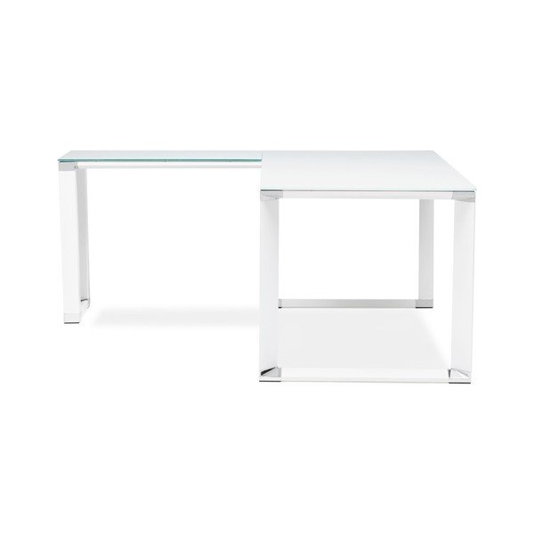 Бяло ъглово бюро със стъклен плот Warner - Kokoon-image-3