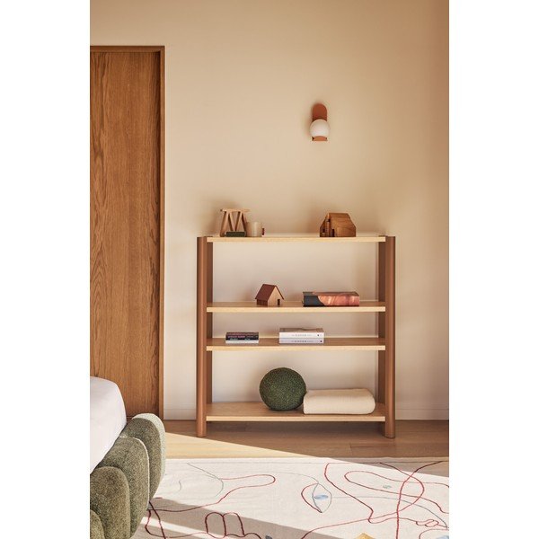 Стелаж от декор от дъб  в тухлен цвят/в светло естествен цвят 126x128x43 cm Bona – Teulat-image-1